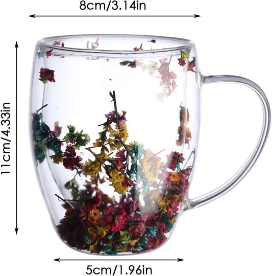 1 Stück Floral Design Doppelwandige Glas Kaffeetasse