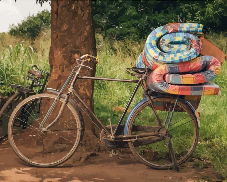 DIY Malen nach Zahlen Fahrrad Afrika – Kreatives Kunstset für kreative Köpfe