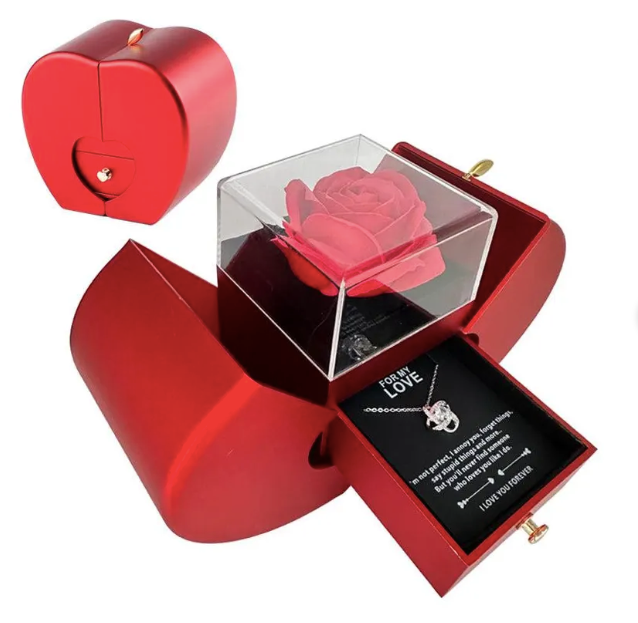 Ewige Liebe Geschenkbox mit roter Rose -  Geschenke