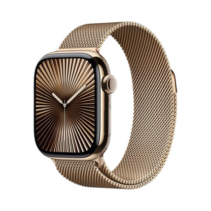 APPLE Watch Series 10 (GPS + Cellular) 46 mm Smartwatch Titan Edelstahlgeflecht, 150 - 200 mm (M/L), Gold Titanium/Gold Milanese Loop