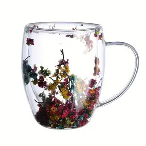 1 Stück Floral Design Doppelwandige Glas Kaffeetasse